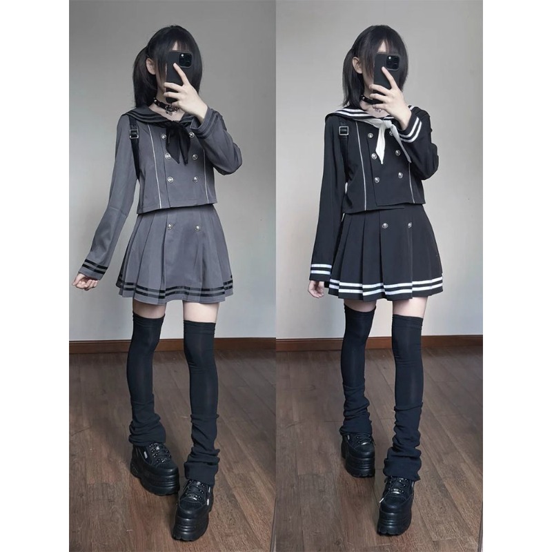 Pleated Skirt Women - Japanese Subculture Retro Cosplay Costume Sailor