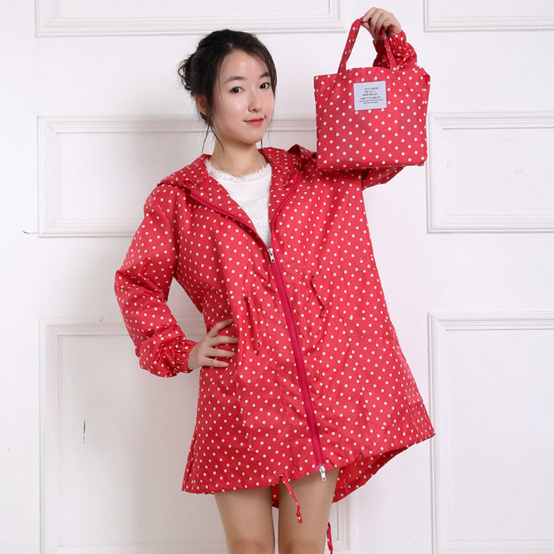 Fashion Dot Print Women Rainco - Women'S Fashion Raincoat ulasan dan harga