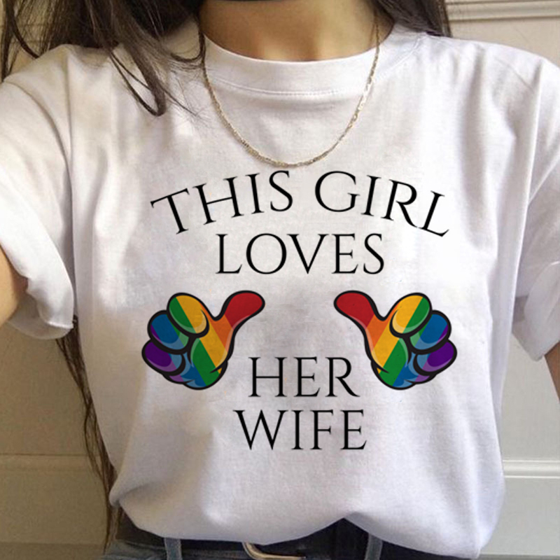 Lgbt Rainbow Harajuku T Shirt  - Women'S Fashion From The 90S ulasan dan harga