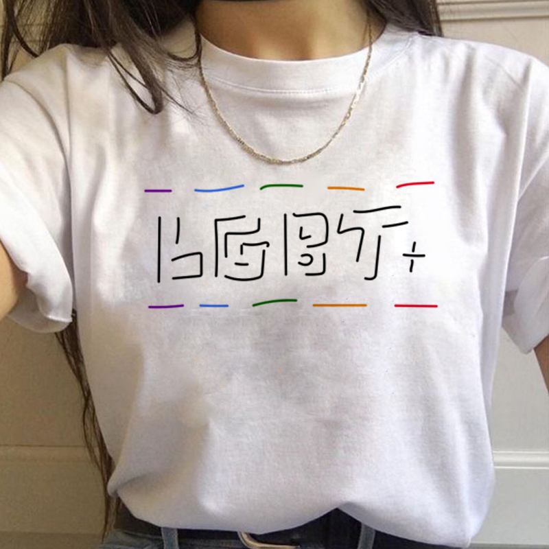 Lgbt Rainbow Harajuku T Shirt  - Women'S Fashion From The 90S ulasan dan harga