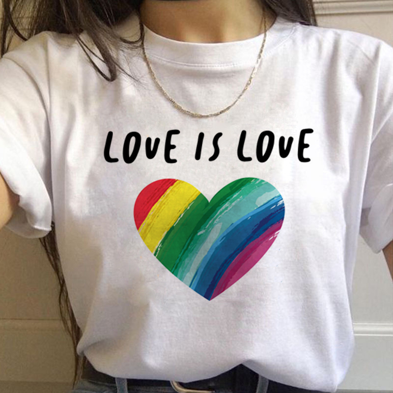 Lgbt Rainbow Harajuku T Shirt  - Women'S Fashion From The 90S ulasan dan harga