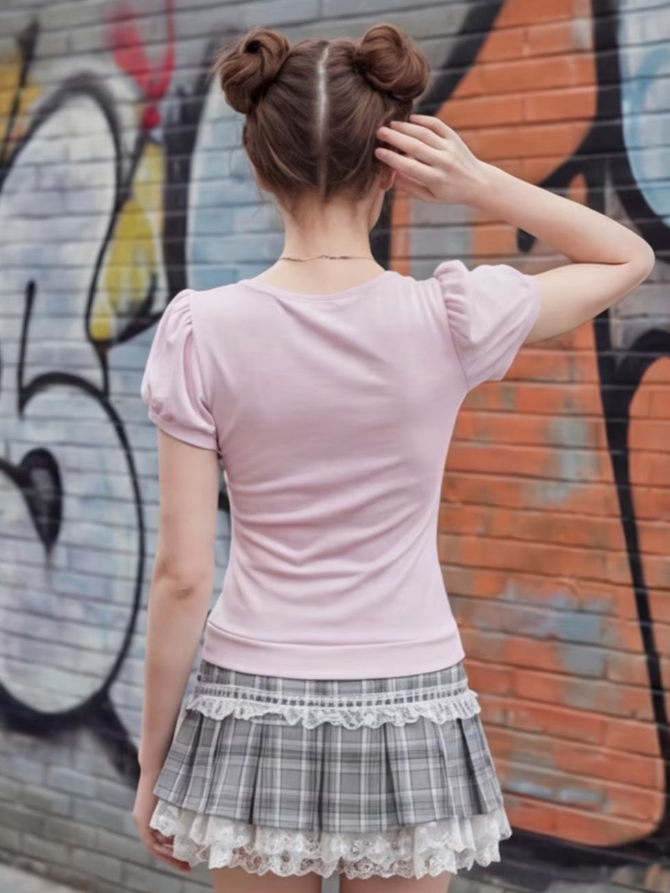 Women's pink lace patchwork to - Pleated Skirt Women ulasan dan harga