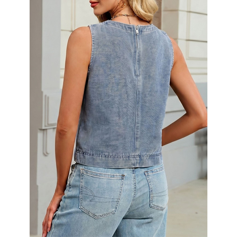 Benuynffy Casual Round Neck De - Women'S Fashion Vest Tops ulasan dan harga