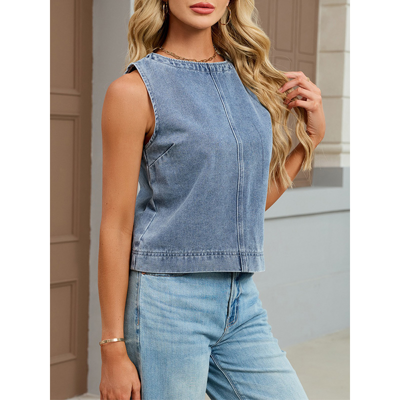 Benuynffy Casual Round Neck De - Women'S Fashion Vest Tops ulasan dan harga