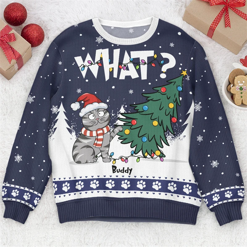2026 Funny Cat Pattern Ugly Ch - Women'S Fashion Sweatshirts ulasan dan harga