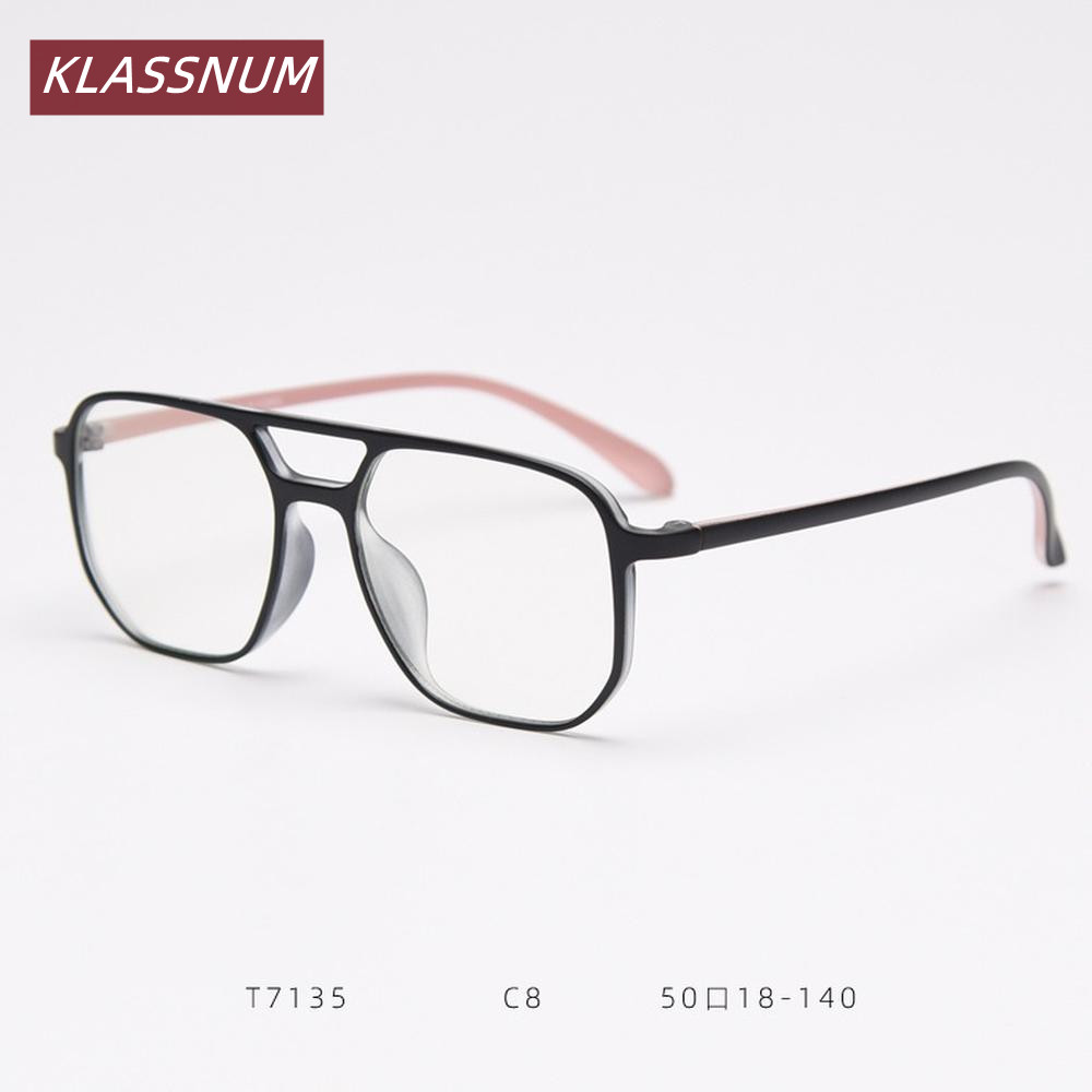 KLASSNUM Double Bridge Square  - Women'S Fashion Glasses Non Prescription ulasan dan harga