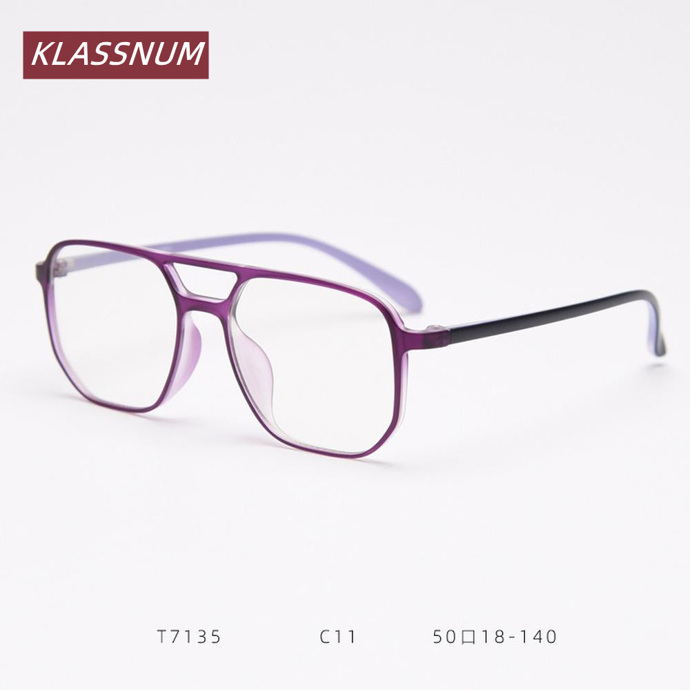 KLASSNUM Double Bridge Square  - Women'S Fashion Glasses Non Prescription ulasan dan harga
