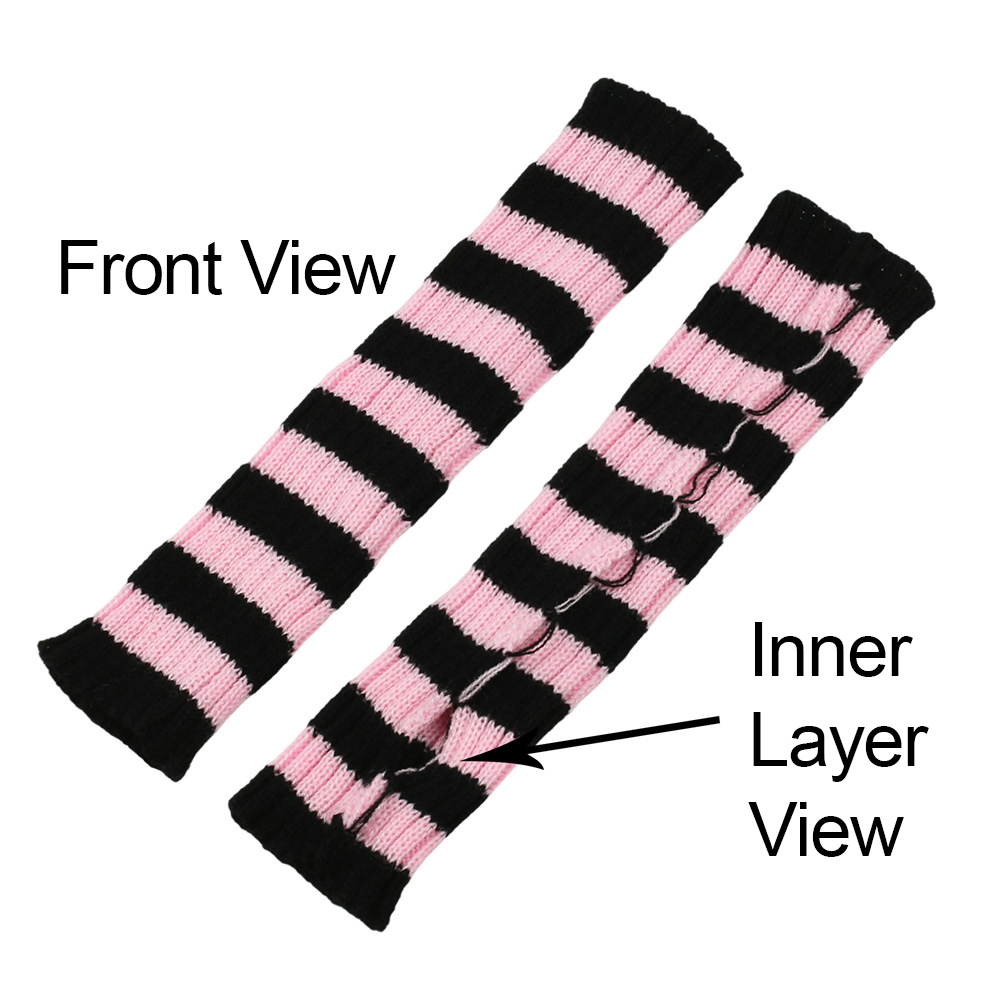 Y2K Striped Fingerless Arm War - Women'S Fashion Gloves ulasan dan harga