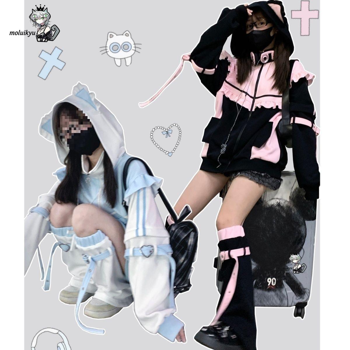 Y2K Kawaii Cat Ear Hoodie Wome - Women'S Fashion Sweatshirts ulasan dan harga