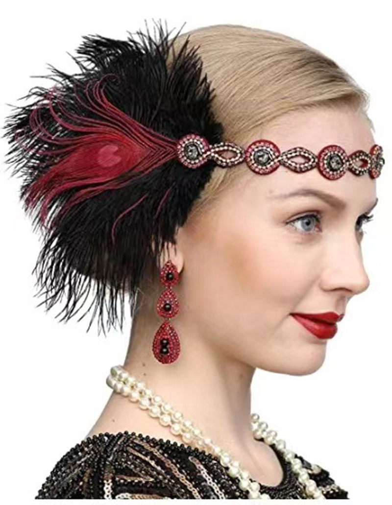 Peacock Feather Elastic Hair B - Women'S Fashion Of The 1920S ulasan dan harga