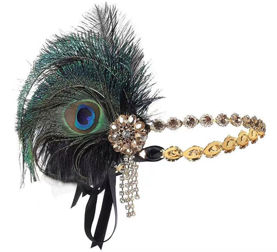 Peacock Feather Elastic Hair B - Women'S Fashion Of The 1920S ulasan dan harga