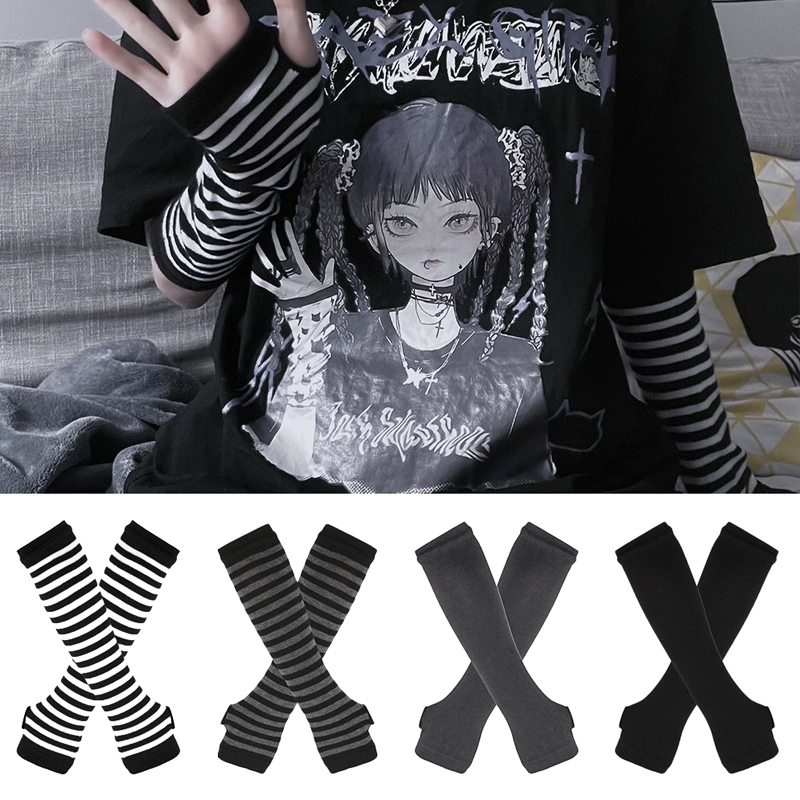 Women Long Sleeve Gothic Strip - Women Fashion Gloves ulasan dan harga