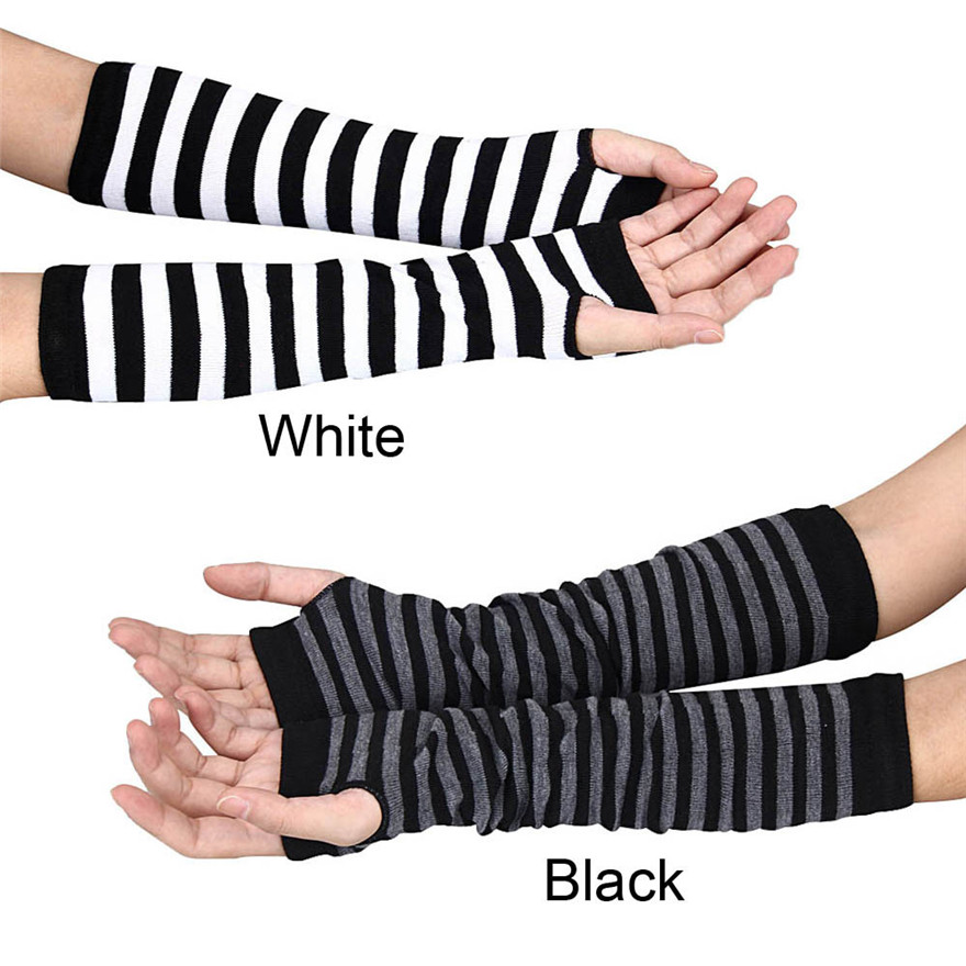 Women Long Sleeve Gothic Strip - Women Fashion Gloves ulasan dan harga