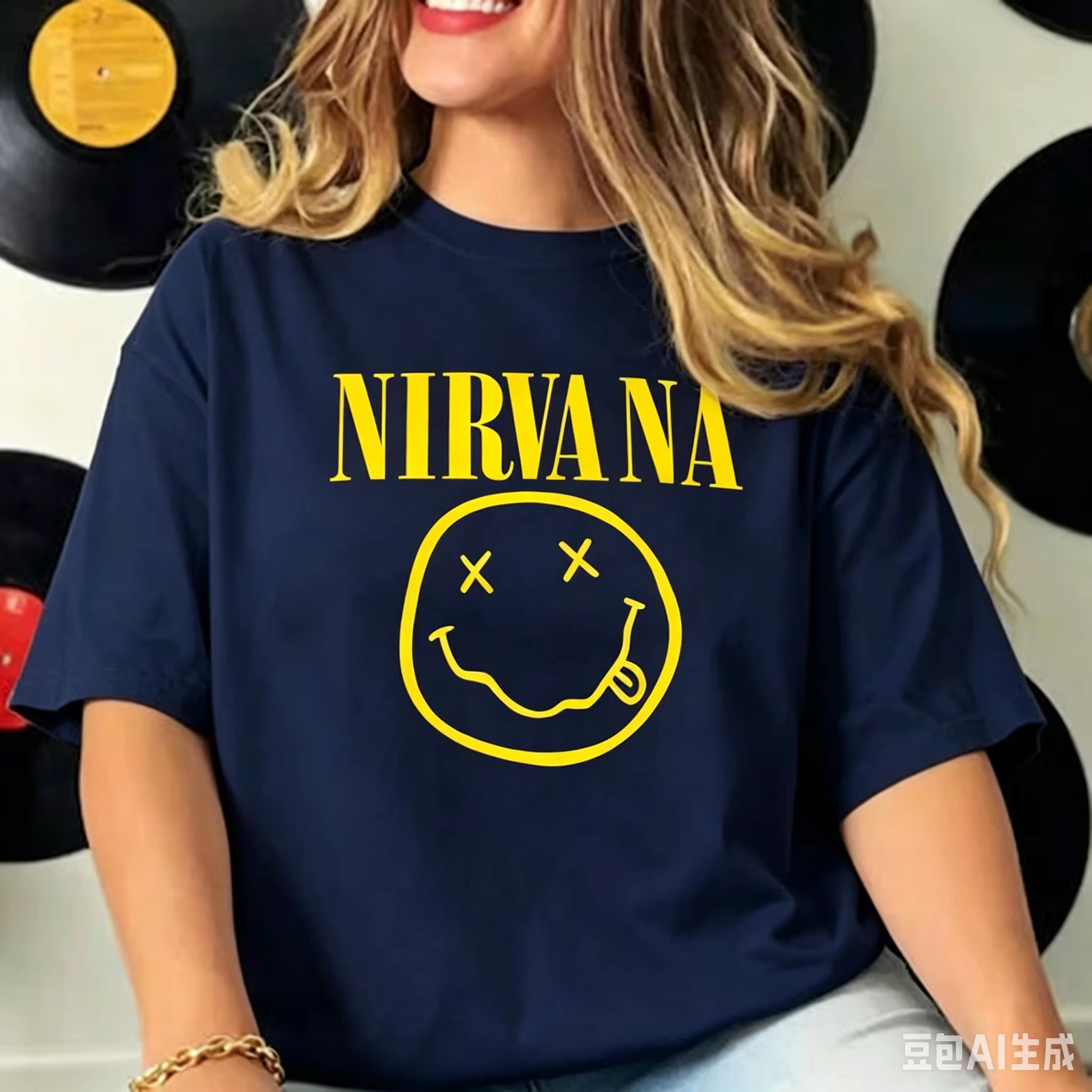 Nirvana Smiley Face Tee, 90s V - Women'S Fashion From The 90S ulasan dan harga